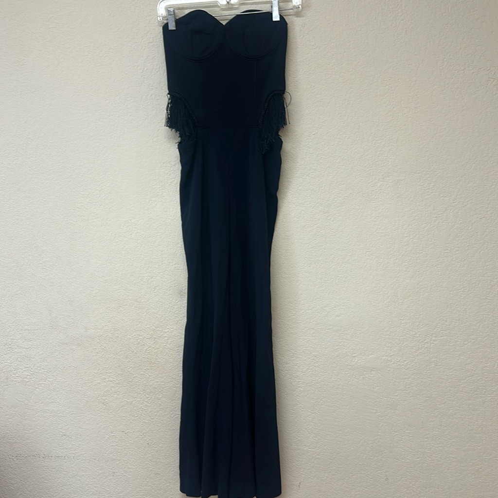 Jonathan Simkhai Womans Blue Fringe Size Cut Out Jumpsuit Size 4